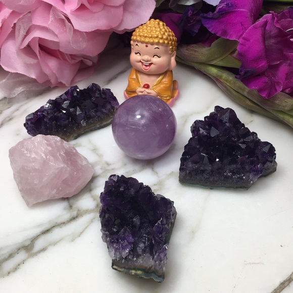 Amethyst Rose Quartz LOVE PEACE Bundle 5 Pieces - Picture 4 of 7